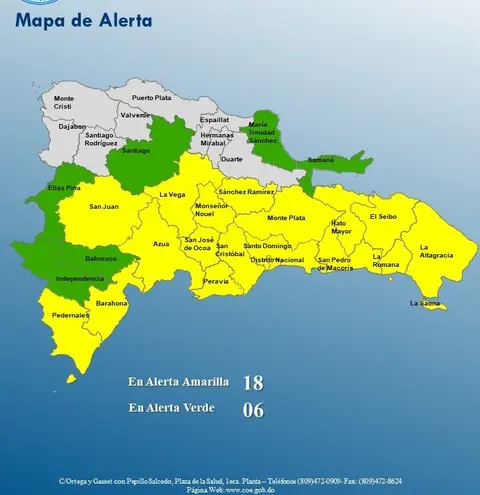 COE incrementa alerta en 23 provincias por posible ciclón.